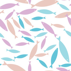 Seamless vector pattern with fishes. Colorful background, wildlife sea texture.