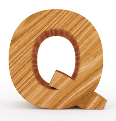letter Q 3d wooden isolated on white