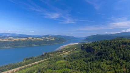 Fototapeta na wymiar Aerial panoramic view of Columbia River Gorge , USA