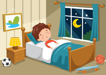 Vector Illustration Of Kid Sleeping