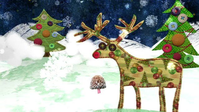 Christmas Eve - a Mixed Media Animation. Merry Christmas version. Quirky collage style, mixing different media such as fabric, photography and paint. In 4K and HD.