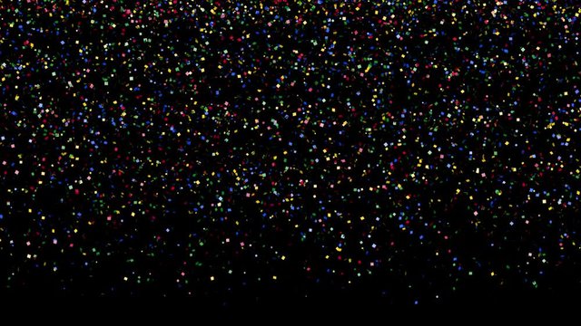 Colorful glitter or confetti falling. Loop-able between 6:00 to 9:00 so you can have the glitter falling for as long as you like. A luma matte (alpha channel) is included. In 4K and HD.