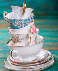 Beautiful shabby chic antique cups