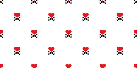 Heart cross bone pirate seamless pattern skull isolated love Valentine Halloween wallpaper