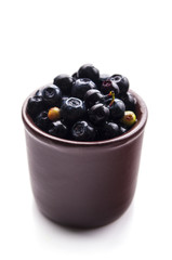 Blueberries in a Bowl Isolated on White