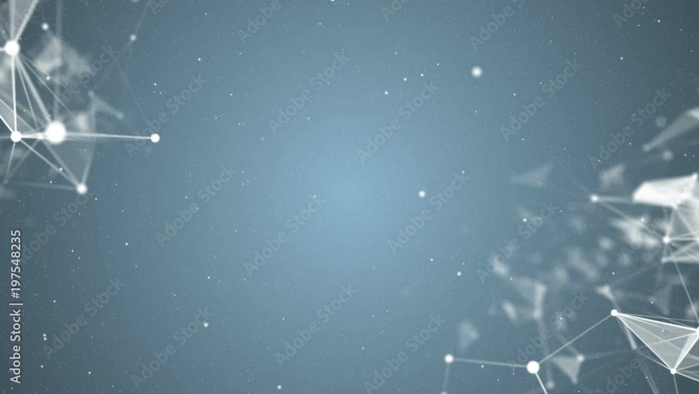Poster transforming constellations. connecting points, lines and triangles move in the corners of the scree