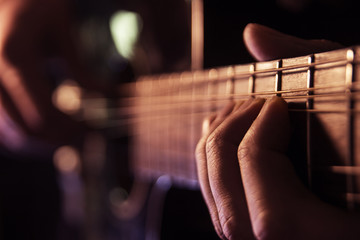 Rock concert, a musician is playing the guitar