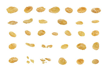 corn flakes on white background isolated