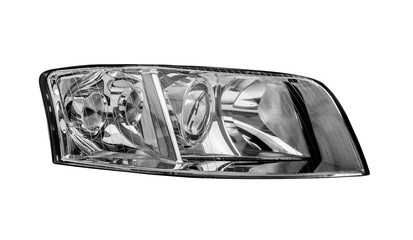 Car headlight isolated on white background.
