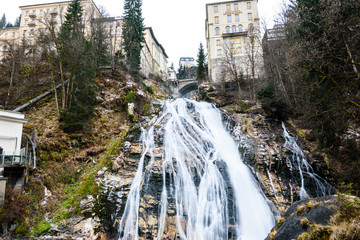 Waterfall in Bad Gastein, a little village in the alps during Winter