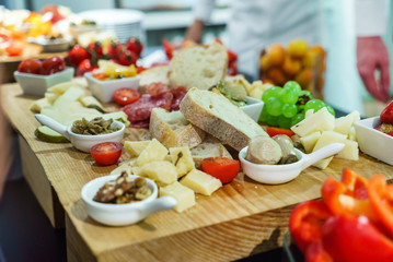 catering table with appetizers
