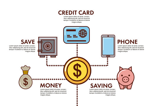 Brown Blue Finance Mobile Credit Money Icons Set