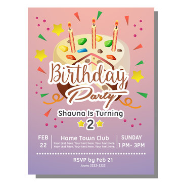 2nd birthday party invitation card with sprinkles tart