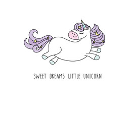 Cute unicorn cartoon character.