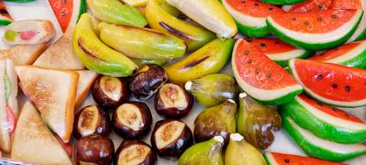 detail of marzipan at market