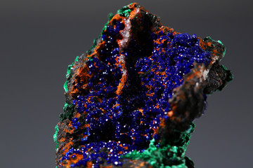 azurite malachite found in the Morocco isolated on white background