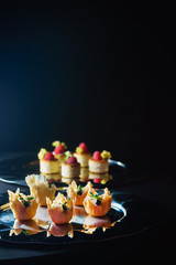 catering table with canape