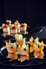 catering table with canape