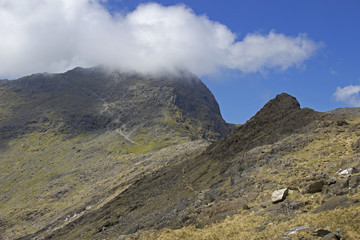 Fototapeta premium The summit of Snowdon in cloud