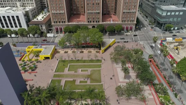 Aerial view Pershing Square in Los Angeles