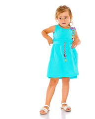 The little girl is full-length.