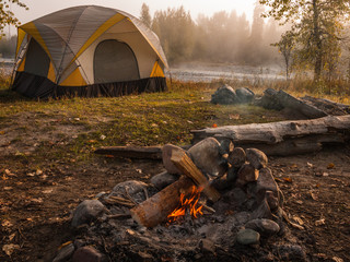 Campfire And Tent