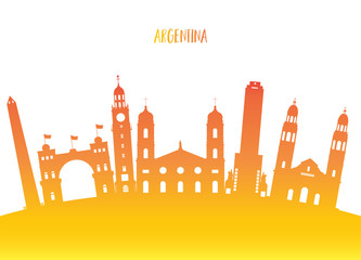 Obraz premium Argentina Landmark Global Travel And Journey paper background. Vector Design Template.used for your advertisement, book, banner, template, travel business or presentation