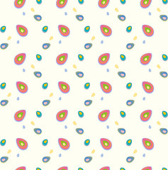 Abstract seamless pattern of multicolored ovals repeating. Cute retro background.