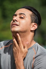 Fototapeta premium Male Athlete With Sore Throat