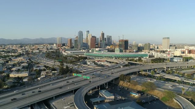 Aerial view of the highway and Los Angeles