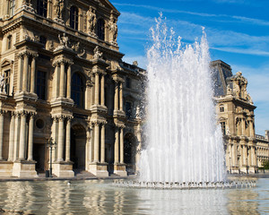 Morning Fountain, The Louvre, Paris, France