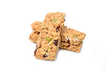 Snack bar or energy bar isolated on white background