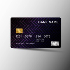 Realistic detailed credit cards. With inspiration from the abstract blue and black color on the gray background. Glossy plastic style. Vector illustration design EPS10