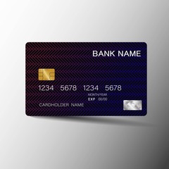 Realistic detailed credit cards. With inspiration from the abstract blue and black color on the gray background. Glossy plastic style. Vector illustration design EPS10