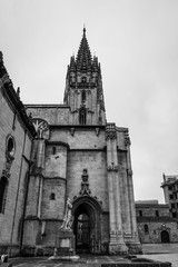 The Cathedral of San Salvador in Oviedo Spain has several architectural styles including Romanesque, Gothic and Renaissance, groundbreaking was in 781 AD with additions in 1388 and 1528.