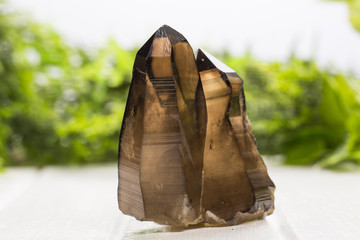 Smoky quartz on a white background geology rock