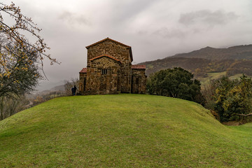  St Christine of Lena is a pre romanesque church in the province of Asturias Spain with beautiful mountains and valleys all around.