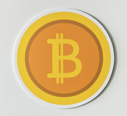 Obraz premium Golden bitcoin cryptocurrency icon isolated