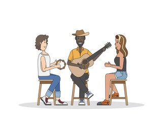 Illustration of young people playing music