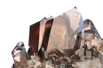 Smoky quartz on a white background geology rock