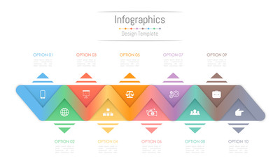 Infographic design elements for your business data with 10 options, parts, steps, timelines or processes. Vector Illustration.