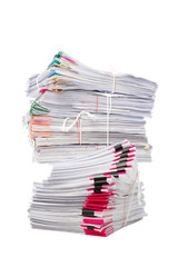 Stack of business document papers  isolated on white background