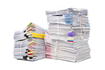 Stack of business document papers  isolated on white background