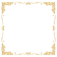 Frame and borders, Square frame, Golden frame, Vector illustration