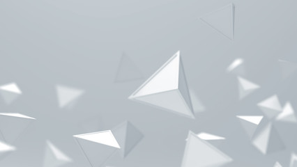 3d rendering of triangle geometric shapes , abstract high key and selected focus background .