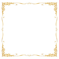Frame and borders, Square frame, Golden frame, Vector illustration