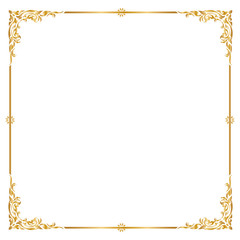 Frame and borders, Square frame, Golden frame, Vector illustration
