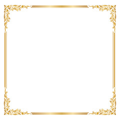 Frame and borders, Square frame, Golden frame, Vector illustration