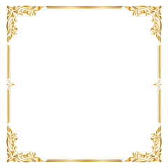 Frame and borders, Square frame, Golden frame, Vector illustration