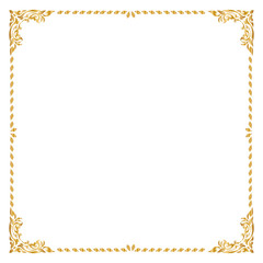 Frame and borders, Square frame, Golden frame, Vector illustration